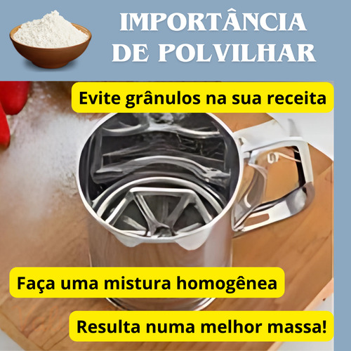 Polvilhador Caneca Peneira Inox Com Gatilho Açúcar Farinha