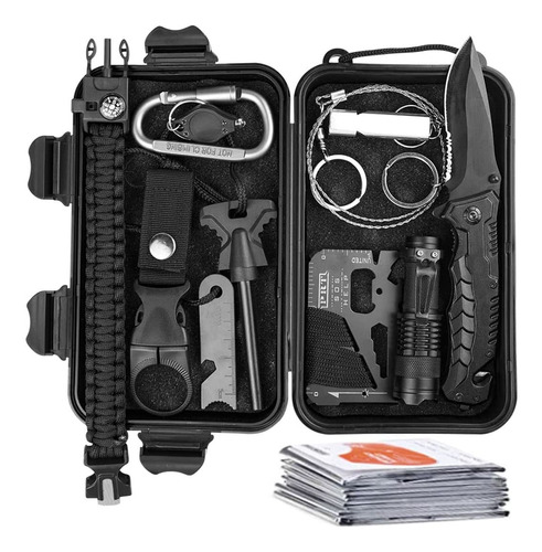 Kit Supervivencia Táctico Manta Térmica Estuche Emergencia