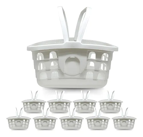 comprar Kit 10 Cestinhas De Compras Branca Com Alça Cesta Mercado