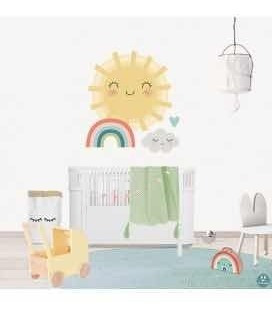 Decoración Infantil Sol Con Arcoíris Y Nubes