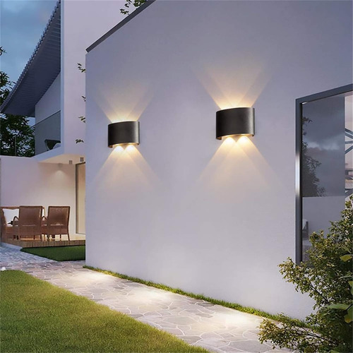 Lampara Led Aplique Pared 4 Luces Luz Cálida Int/ext Muro