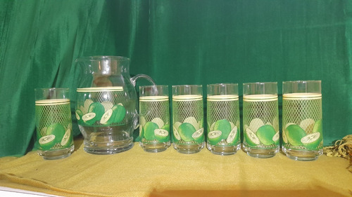 Juego De Jarra Con 6 Vasos Decorativos 