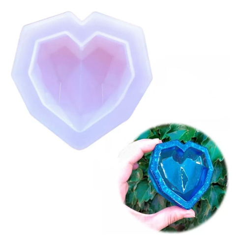 Molde Silicona Corazon Diamante Cenicero Para Resina