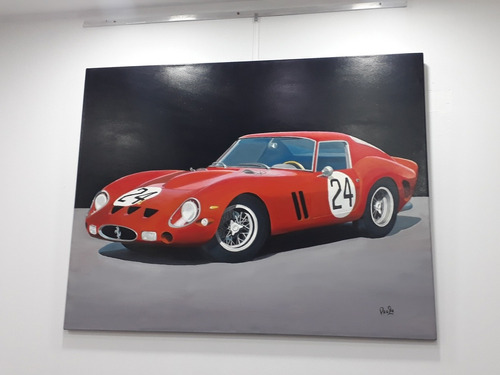 Pintura Original Ferrari Clasica De Carreras Arte Automovili