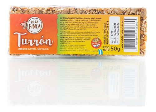 Imagen 3 de 4 de Turrón De Semillas De La Finca X 20 - Sin Tacc - Tradicional