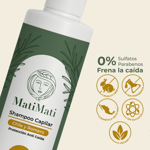 Shampoo Capilar Chile Y Romero Anticaída Matimati 425ml