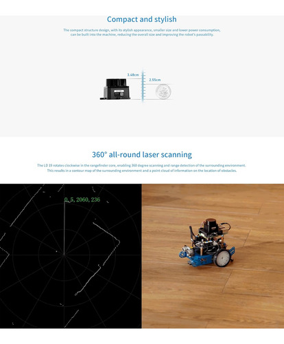 Fhl-ld19 Kit De Sensor De Distancia Lidar 2d De 360 Grados,