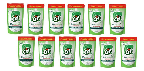 Detergente Cif Bio Active Limón Verde Repuesto 12u De 450ml