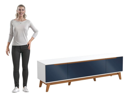 Rack Kappesberg 3 Portas Branco/azul Profundo 180cm