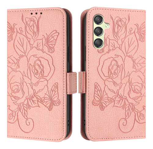 Funda Tipo Cartera De Piel 3d Con Forma De Flor Para Samsung Galaxy A06 A16 A26 A36 A56 A05s A15 A25 A35 A55 A04s A14 A24 A34 A54