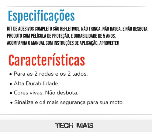Imagem 4 de 5 de Kit Adesivos Refletivo De Roda Friso Para Honda Bros 150