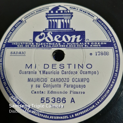 Pasta Mauricio Cardozo Ocampo Y Su Conjunto Odeon C157