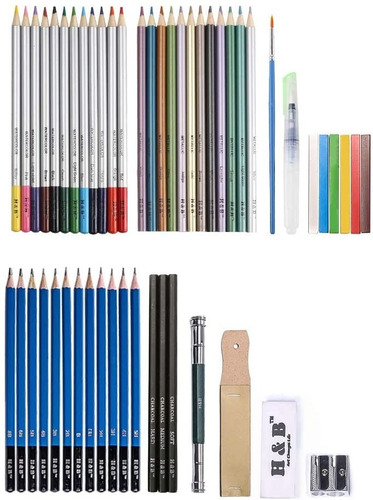 Imagen 2 de 10 de Set 51 Lápices De Dibujo Profesional Escolar Hb Con Estuche