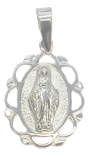 Virgen De Los Rayos Medalla Calada Plata 980 /t3  Sin Cadena