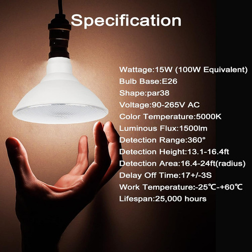 Bombillas De Luz De Inundación Para Exteriores Con Sensor De
