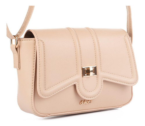 Bolsa Dakota Transversal Dk134 Cor Bege Detalhes em Dourado