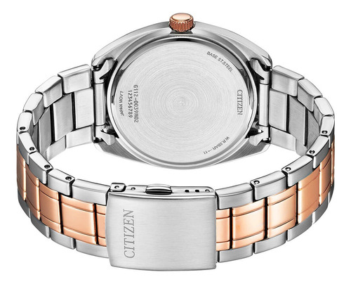 Reloj Citizen Bi510457e Para Hombre Triple Manecilla Fecha Color De La Malla Dos Tonos Color Del Bisel Rose Color Del Fondo Negro