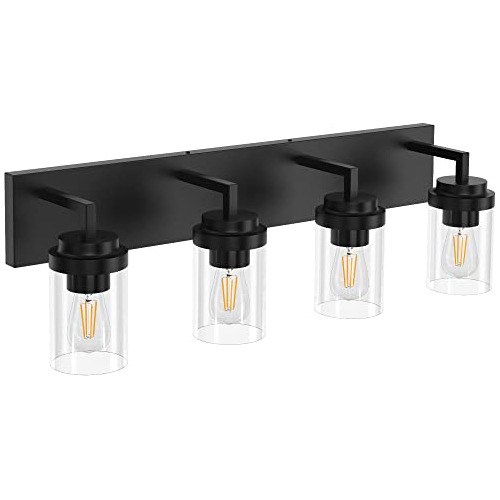 Luz De Tocador Baño, Luminaria De 4 Luces Negro Mate P...