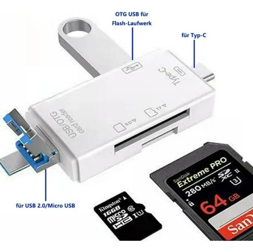Adaptador Lector Tarjetas Usb Tipo-c Sd Tf Otg Pc
