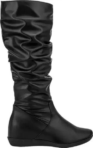 Botas Negras Corrugadas Cu a Interna Tacon 5 Cm 9269011 Cuotas