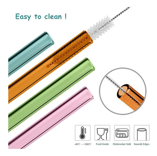 8 Pcs Reutilable Glass Streds, Canudos De Bebidas Ecológicas