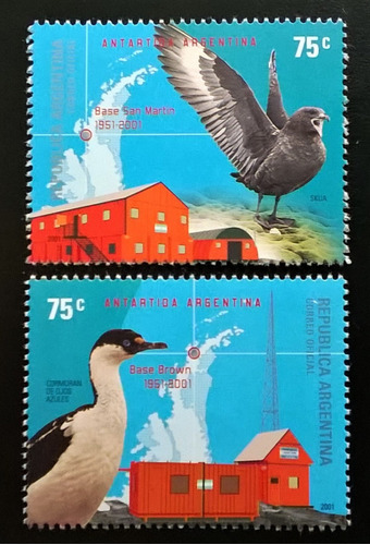Argentina Aves, Serie Gj 3109-10 Antártida 2001 Mint L12472