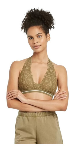 Bralette Halter De Encaje - Colsie Olive Talla M 8/10