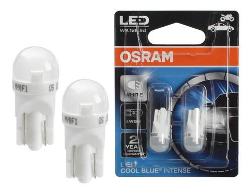 Imagem 1 de 8 de Par Lâmpada Led W5w 12v T10 6000k Osram Pingo Esmagada 2825