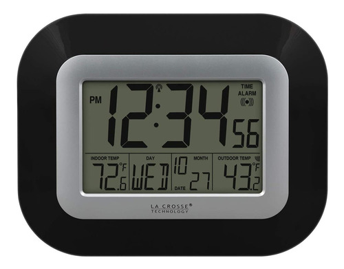 Ws U B Reloj De Pared Digital Atomica Con Negro Tempera...