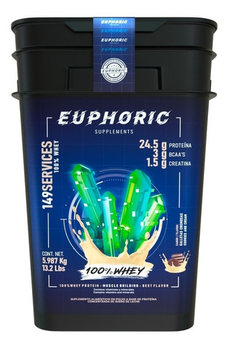 Euphoric Proteina 100% Whey 149 Servicios 13lbs 5.987kg Sabor Galletas Cremosas