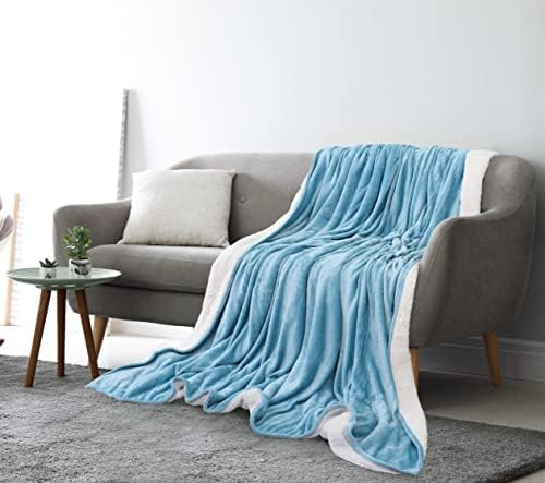 Utopia Ropa De Cama Sherpa Manta Tamaño Queen [azul Lavado,