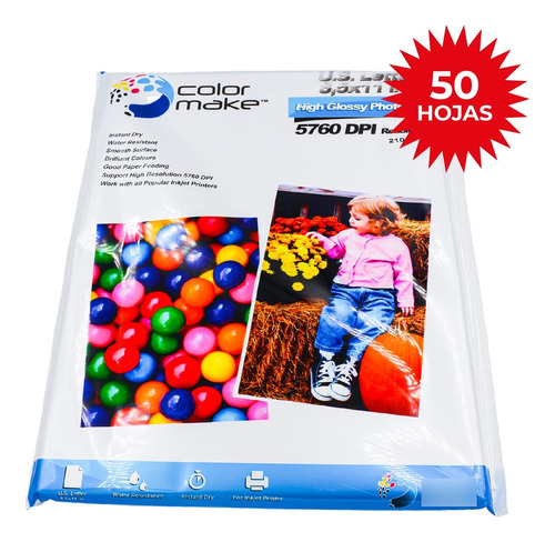 Papel Fotográfico Glossy 50 Hojas Color Make 210g Carta Sd99