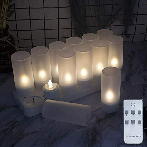 Eurofone - Juego De 12 Velas Led Recargables Sin Llama Con M