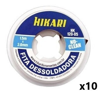 Imagem 1 de 2 de Fita Dessoldadora Malha Hk120 - 05 Hikari 1,5m X 3,0mm 10un