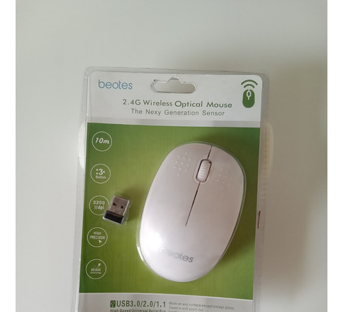Mouse Wireless Sem Fio 2.4ghz Usb Cor Branco