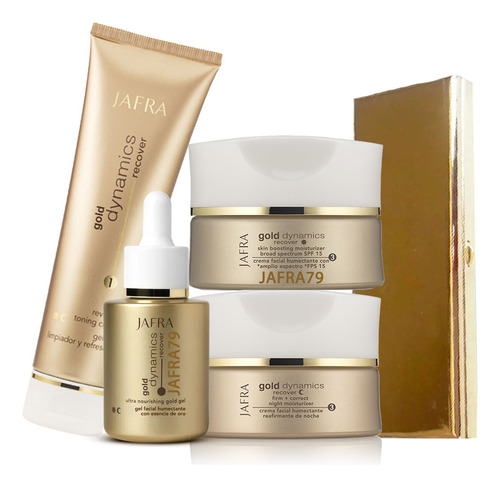 Gel Facial Limpiador+crema Humectante Día Y Noche Jafra Gold