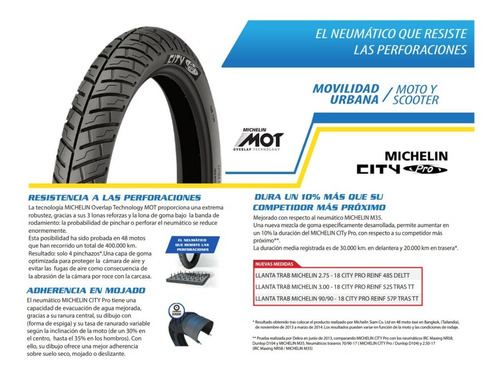 Imagen 6 de 8 de Llanta Trabajo Michelin City Pro 3.00 18 ( 90/90 18 )