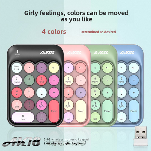 Negro De Colores Mezclados - Teclado Numérico Inalámbrico Aj