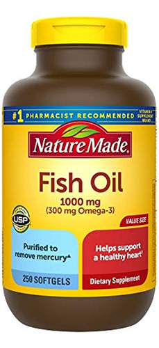 Nature Made Fish Oil 1000 Mg, 250 Capsulas Blandas, Suplemen