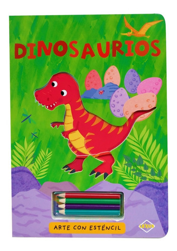 Libro Guia Dinosaurios Arte Con Estencil Para Niños 