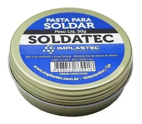 Pasta De Solda Implastec Soldatec Abnt 387 65 - 50g