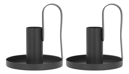 2 Portavelas De Metal Con Mango Curvo, Estilo Retro
