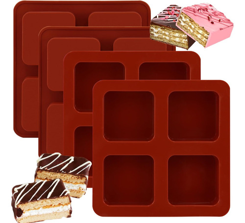 Moldes Cuadrados De Silicona Para Chocolate, 4 Piezas De 4 C