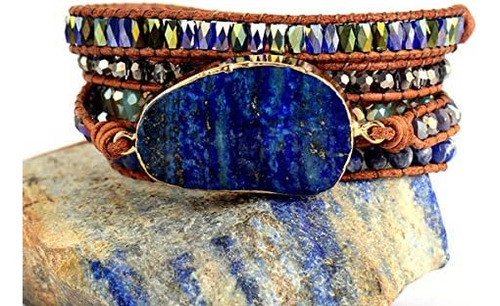 Zosojona Starto Boho Wrap Pulseras Natural Jasper Cristal Pi