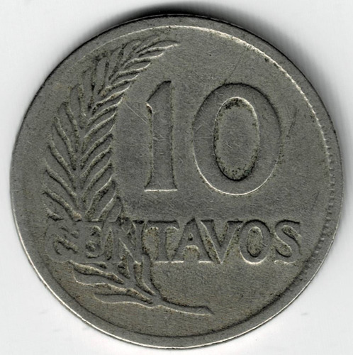 Moneda  De  Perú  10  Centavos  1921