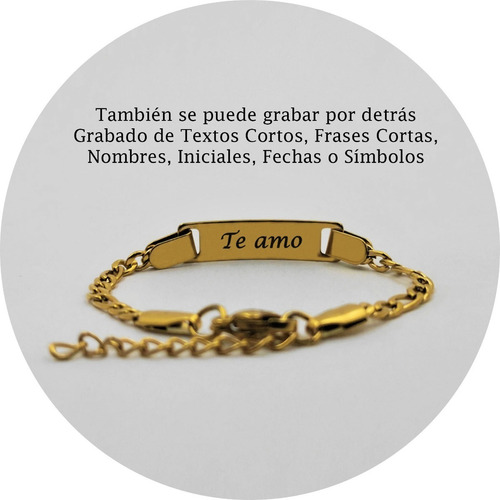 Imagen 2 de 9 de Pulsera Bebé Acero Personalizada Grabado Láser 1169