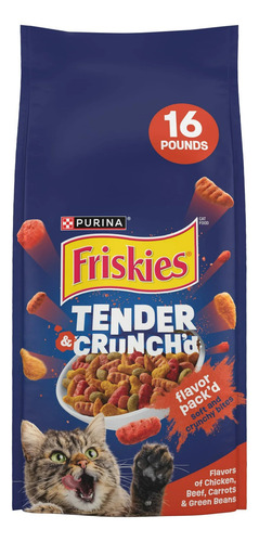 Purina Friskies Crujiente Con Sabores De Pollo, Ternera 16lb