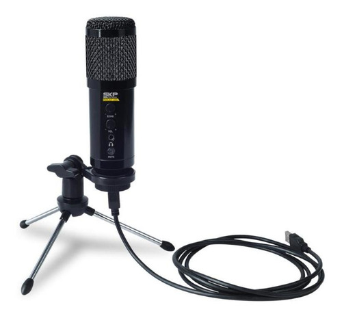 Microfone Condensador Estúdio C/ Suporte Skp Podcast-400