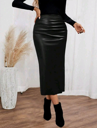 Pollera Falda Engomada De Mujer Ajustada Otoño Invierno