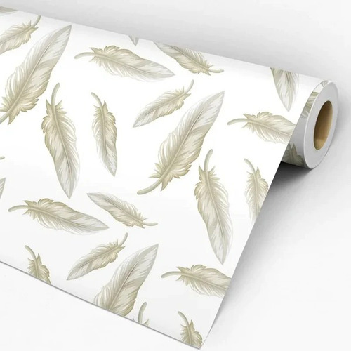 Papel De Parede Adesivo Branco Penas Gfc-flor-44